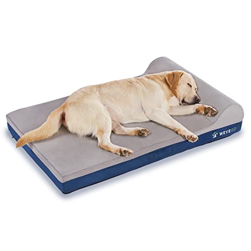 WEVEGO Orthopädisches Hundebett, großes Hundebett mit Kissen, dickes Gel-Memory-Foam-Flanellgewebe, strapazierfähiges, waschbarer Bezug mit rutschfester Unterseite, groß von WEVEGO