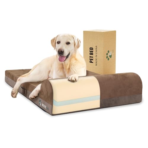 WEVEGO Orthopädisches Jumbo-Hundebett, großes Hundebett, 20 cm dick, Gel-Memory-Schaum mit Kissen, strapazierfähiges Flanellgewebe, Hundebetten für große Hunde, Abnehmbarer Bezug und wasserdichtes von WEVEGO