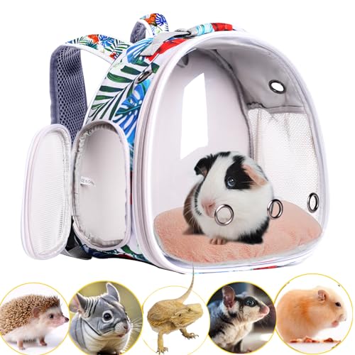 Hamster-Rucksack, Bartagamen-Rucksack für Kinder mit transparentem Blasenfenster, Reiserucksack für Kleintiere, Meerschweinchen, Igel, Ratte, Zuckergleiter, Fluggesellschaften zugelassen (mehrfarbig, von WEVONIGU