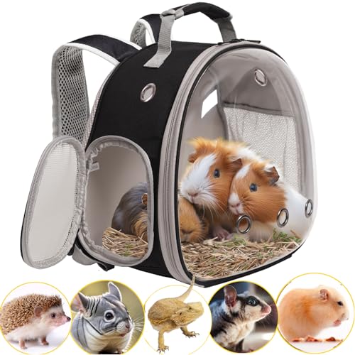 Rucksack für Meerschweinchen, Bartdrache, Rucksack mit transparentem Blasenfenster, Reiserucksack für Kleintiere, Igel, Ratten, Papagei, Kaninchen, Zuckergleiter, Fluggesellschaften zugelassen von WEVONIGU