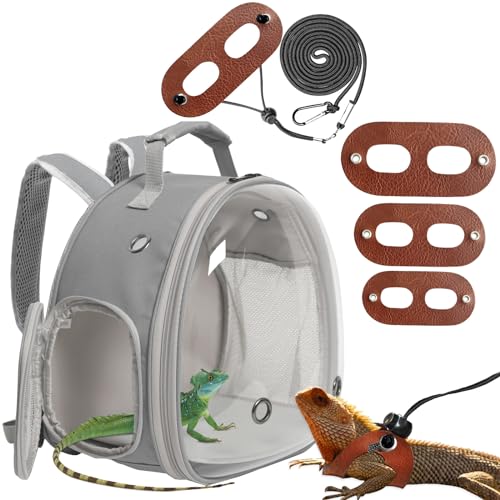 Leopard Gecko Reisetasche, Bartdrachen-Reiserucksack mit Geschirr und Leine, Raumkapsel, klares Sichtfenster, Astronauten-Reptilien-Tragerucksack, von Fluggesellschaften zugelassen von WEVONIGU