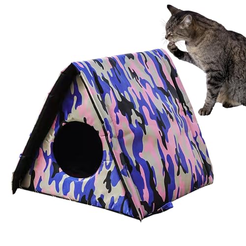 Streunende Katzen Unterschlupf, wasserdichtes Katzenhaus für den Außenbereich, mittelgroß, Pink Camo von WEWAYKGJ