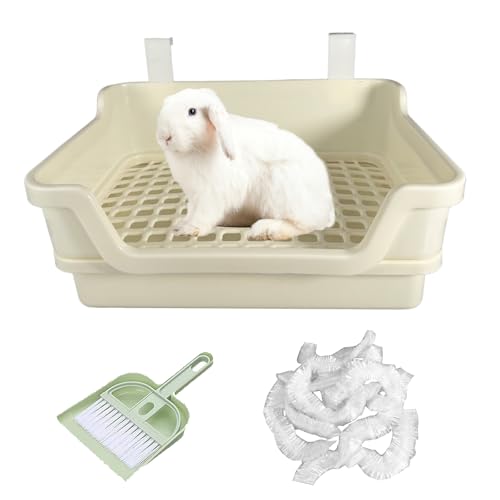 WEWAYKGJ Extra große Kaninchenklo Kaninchenklo Katzentoilette Kaninchen Toilette Training Ecke Kleintier Kotblech Kaninchenkäfig Zubehör für große Hasen, Meerschweinchen, Chinchilla, Frettchen, Ratte (weiß) von WEWAYKGJ