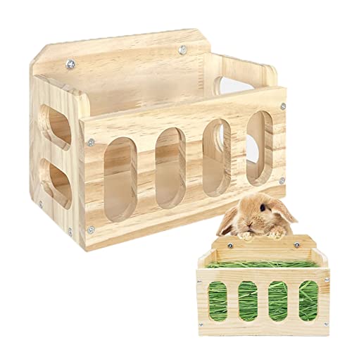 WEWAYKGJ Kaninchen-Heu-Futterstation aus Holz, Heuraufe für Meerschweinchen, Heu Halter, weniger verschwendet, hängend, für Kaninchen, Chinchillas, Meerschweinchen, Kleintierbedarf von WEWAYKGJ