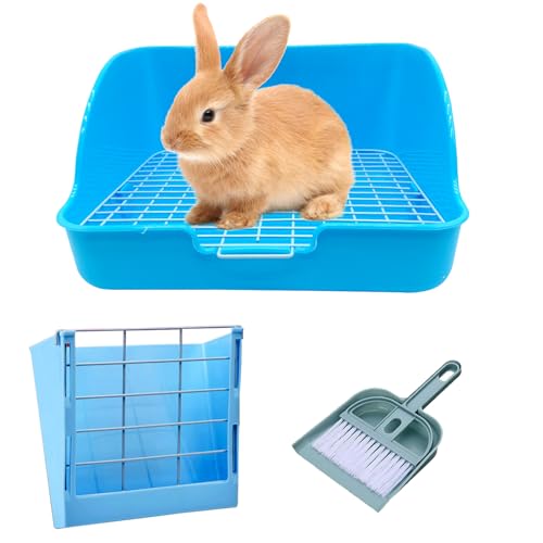 WEWAYKGJ Kaninchen Katzentoilette Hase Töpfchenkasten Meerschweinchen Heu Futterspender Kaninchen Eckstreu Pfanne Töpfchentrainer Haustier WC mit Reinigungsset für Hamster, Meerschweinchen, Frettchen von WEWAYKGJ