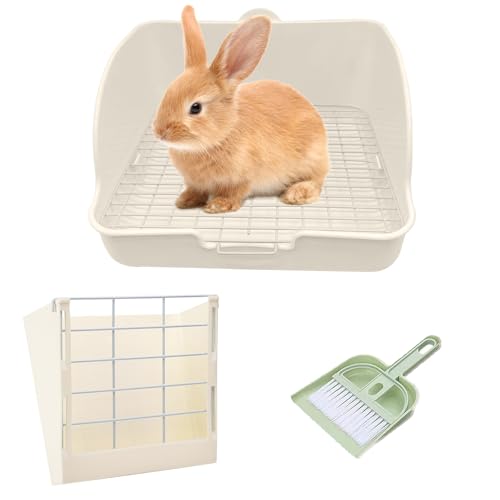 WEWAYKGJ Kaninchen Katzentoilette Hase Töpfchenkasten Meerschweinchen Heu Futterspender Kaninchen Eckstreu Pfanne Töpfchentrainer Haustier WC mit Reinigungsset für Hamster, Meerschweinchen, Frettchen von WEWAYKGJ