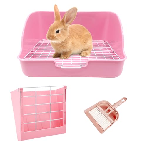 WEWAYKGJ Kaninchen Katzentoilette Hase Töpfchenkasten Meerschweinchen Heu Futterspender Kaninchen Eckstreu Pfanne Töpfchentrainer Haustier WC mit Reinigungsset für Hamster, Meerschweinchen, Frettchen von WEWAYKGJ