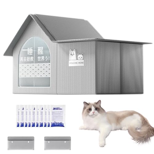Pet Cooling House, Kühlhaus für Haustiere, Kühlendes Haustier Hunde Katzenzelt Im Freien Oxford Katze Kühlbett Matten Haus Kommt mit Eisbeutel, Outdoor Katzenhaus Im Sommer von WEYSHHT