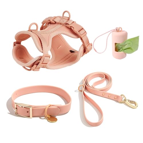 4 PCS Set taktisches Hunde Geschirr, Service-Hunde Weste und-Rücken-Anti-Biss-wasserdichte Hunde-Taktische Brust und Rücken Gurt PVC-Traktion Seil Hunde Halsband-Meat Meal 4||S von WEedsy