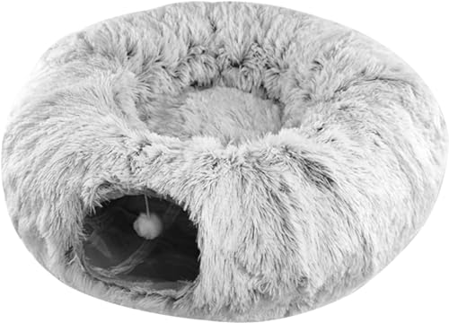 Katzen Tunnel Bett 2 in 1 Plüsch Katze Donut Bett Tunnel,faltbar, abnehmbar und wasch bar Katzen Tunnel Spielzeug Donut Katze Cave Katze Donut Tunnel Katz Donut Tunnel Katze Donut, Welpe, Kaninchen von WEedsy