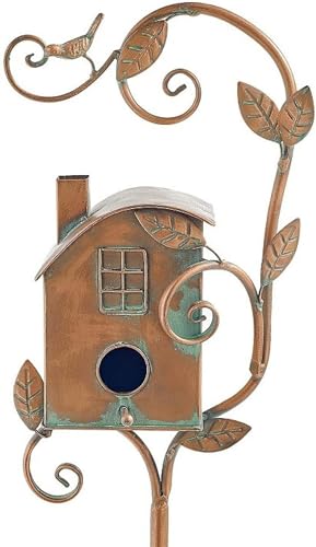 Vogel hütte Vogelhaus mit Pole, Metall Vogelhaus, Vogelhaus für draußen/drinnen/Garten/Hinterhof Dekor, Geschenk für Vogel Liebhaber-B von WEedsy