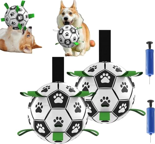 WEedsy Pawkick-Fußball für Hunde, Pawkick-Ball,Pawkick-Fußball, Hundes pielzeug Fußball mit Riemen, Fußball für Hunde unzerstörbar (2PCS) von WEedsy