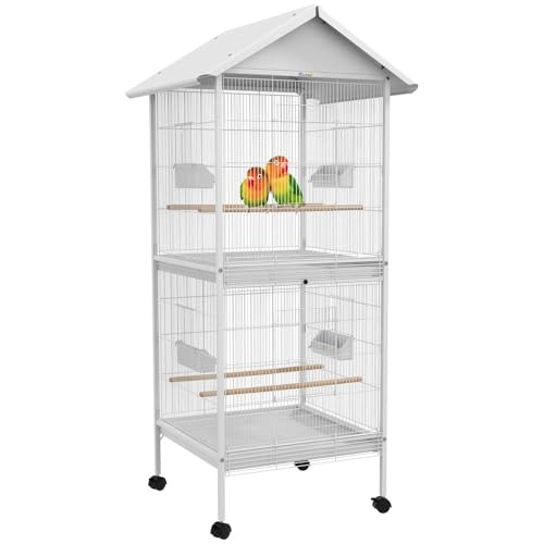 WG_FJEWLFV Bird Cage for Small Birds Durable Spacious Aviary Easy Access Door Includes Perches Slide-Out Feeder Ideal for Parrots Canaries Finches Sturdy Frame Compact Size Decorative and Functional von WG_FJEWLFV