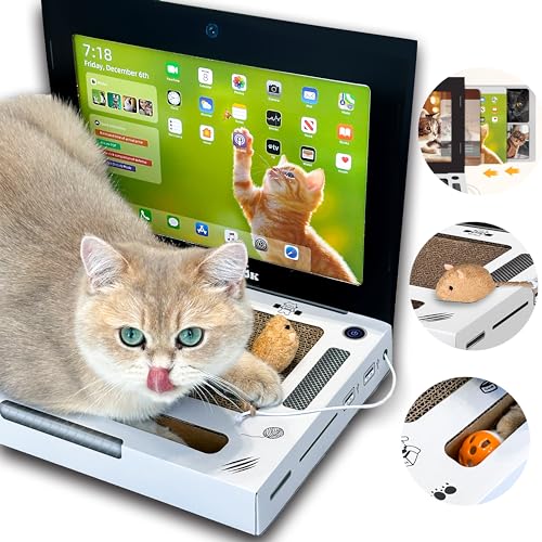 WHELPAW 3-in-1-Katzen-Laptop-Kratzer - Entzückendes, langlebiges Katzenkratzpad, kombiniert Scratch Pad Pro für Katzen mit lustigen Spielzeugen, schützt Möbel und verbessert die Spielzeit Ihrer Katze von WHELPAW