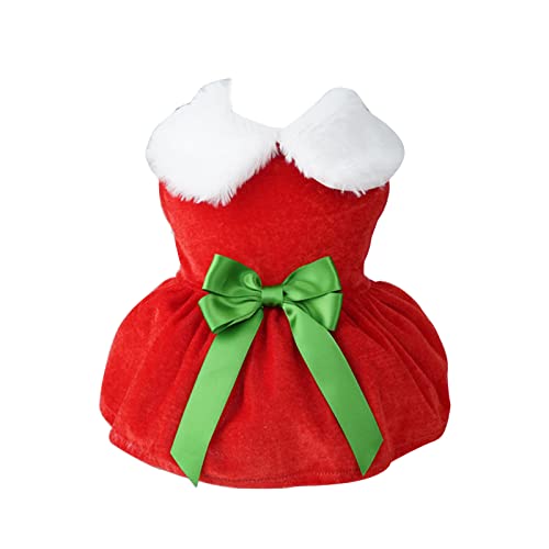 WHFCBJBW Weihnachtskleid für kleine Haustiere, Weihnachtsmann-Kostüm, für den Winter, warme Kleidung, Outfit, Foto-Requisiten, Anzug von WHFCBJBW