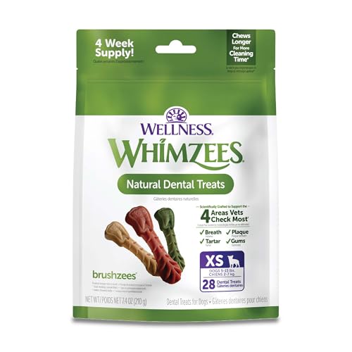 WHIMZEES Natural Grain Free Daily Dental Dog Treats, Brushzees, Extra Small, Bag of 28 von WHIMZEES