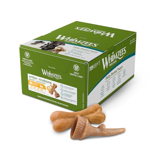 WHIMZEES By Wellness Kauknochen, Gemischte Vielfaltsbox, Kaustangen für mittelgroße Hunde, Größe M, 40 Stück, ohne Zuckerzusatz, glutenfrei, natürlich, fettarm von WHIMZEES