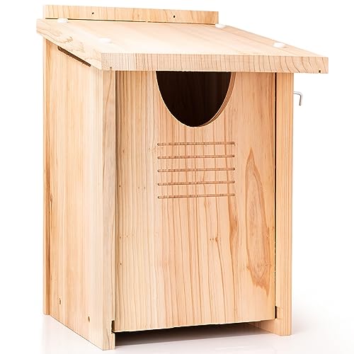 WHITEHORSE Großes Zedernholz-Eule-Haus – Premium und wetterfestes Design – 40,6 x 30,5 x 27,9 cm – ein Nistkasten für Kreischeulen, Nordpygmäen, Turmfalke und andere Arten von WHITEHORSE