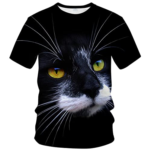 WHNBCW Lustiges süßes Katzen-T-Shirt mit Tiergrafik, GRAU, 4X-Large von WHNBCW