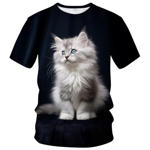 WHNBCW Lustiges süßes Katzen-T-Shirt mit Tiergrafik, Schwarz, 4X-Large von WHNBCW