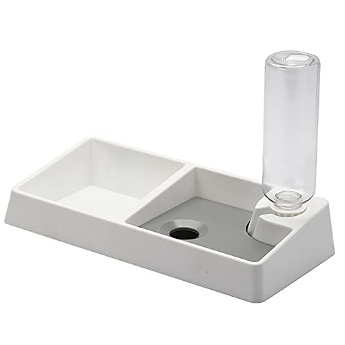 WHSPORT Haustier Schüssel Trinker, 2 in 1 Automatisierte Futterautomat für Haustiere, Anti-Überfüll Trinker und Trockenfutter Zufuhr für Welpen Kätzchen Schüssel (Color : White) von WHSPORT