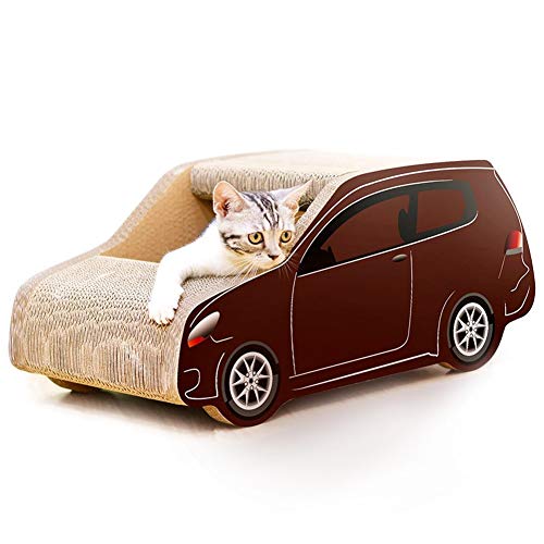 WHSPORT Katze Kratzbrett große Karton Karton Hauskatze Autoform Katze Lounge Bett Rubbel Katzen kratzen Box Katze Spielzeug (Color : Brown) von WHSPORT