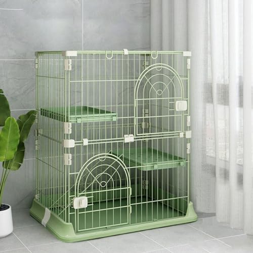 Der Katzenkäfig Verfügt Über 2 Verstellbare Ruheplattformen, Eine Abnehmbare, Auslaufsichere Wanne, Einen Einfachen 2-Tür-Zugang von Oben (Color : Green, Size : Third Floor) von WHYATT