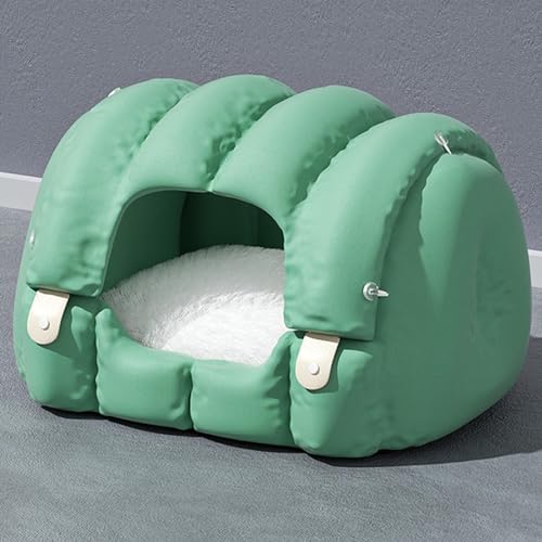 Haustierbett, Katzenbett, Haustier-Schlafsofa, Halbgeschlossenes All-Inclusive-Katzenhaus, Katzenhaus, Mehrzweck-Haustierbett, Hundebett, Weich (Color : Light Green) von WHYATT