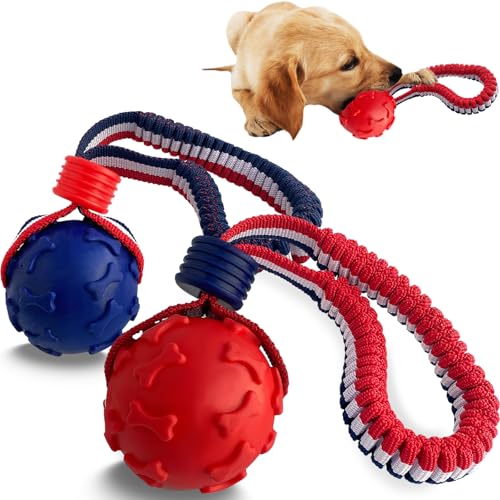 WIDJOQI Haustierball, Hundespielzeug Ball, Spielzeug Hundeball mit Seil, Haustier Interaktives Spielzeug, Seil Hundeball Spielzeug, Wurfspielzeug Ball, Kleine und Mittlere Hunde, Robustes Seil, von WIDJOQI