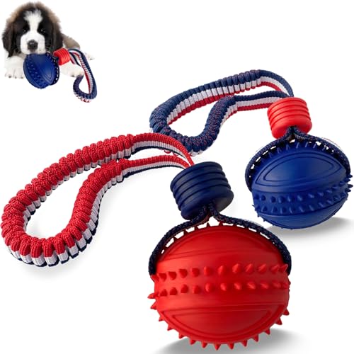 WIDJOQI Haustierball, Hundespielzeug Ball, Spielzeug Hundeball mit Seil, Haustier Interaktives Spielzeug, Seil Hundeball Spielzeug, Wurfspielzeug Ball, Kleine und Mittlere Hunde, Robustes Seil, von WIDJOQI