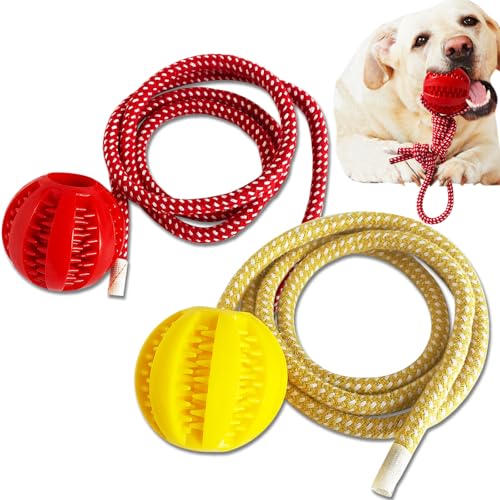 WIDJOQI Haustierball, Hundespielzeug Ball, Spielzeug Hundeball mit Seil, Haustier Interaktives Spielzeug, Seil Hundeball Spielzeug, Wurfspielzeug Ball, Kleine und Mittlere Hunde, Robustes Seil, von WIDJOQI