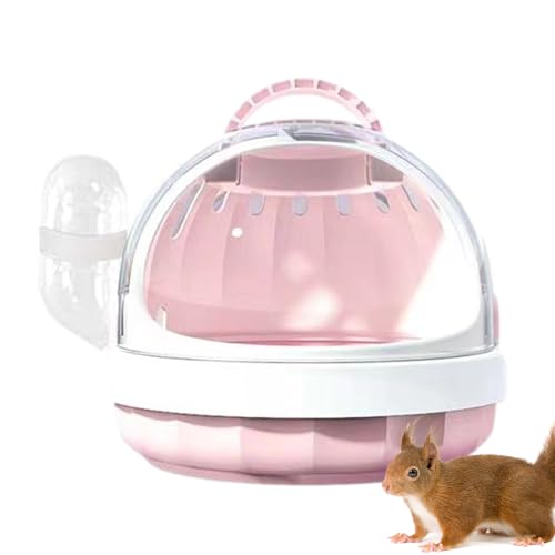 Hamster-Tragetasche, Meerschweinchen-Tragetasche, Kleintier-Tragetasche Mit Panoramablick Und Abnehmbarer Wasserflasche - Perfekt Für Reisen Mit Hamstern, Kaninchen Und Mehr (Pink) von WIHXES