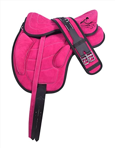 WILD RACE Baumlose freemax Vollwildleder-Sättel Größen/Treeless freemax Fully Suede Saddle (12", Pink) von WILD RACE