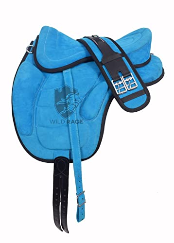 WILD RACE Baumlose freemax Vollwildleder-Sättel Größen/Treeless freemax Fully Suede Saddle (12", Turquoise) von WILD RACE