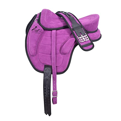 WILD RACE Baumlose freemax Vollwildleder-Sättel Größen/Treeless freemax Fully Suede Saddle (15", Purple) von WILD RACE