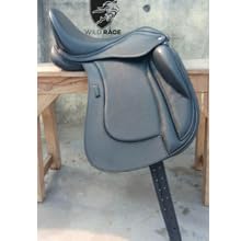 WILD RACE Leder-Dressur-Doppelblatt-Wechselkopfeisen-Sattel/Leather Dressage Double Flap Changeable Gullets Saddle (17") von WILD RACE