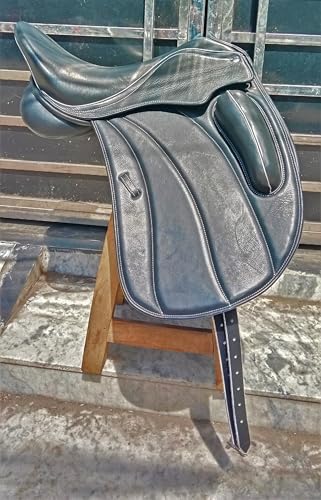 WILD RACE Leder-Dressur-Monoflap-Wechseleisensattel/Leather Dressage Monoflap Changeable Gullets Saddle (17.5") von WILD RACE