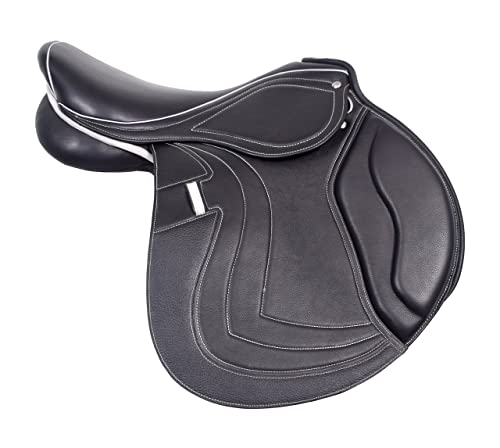 WILD RACE Leder-Springen/Close Contact, Double Flap Changeable Gulets Saddle, Leather Jumping/Close Contact, Double Flap Changeable Gullets Saddle (17") von WILD RACE