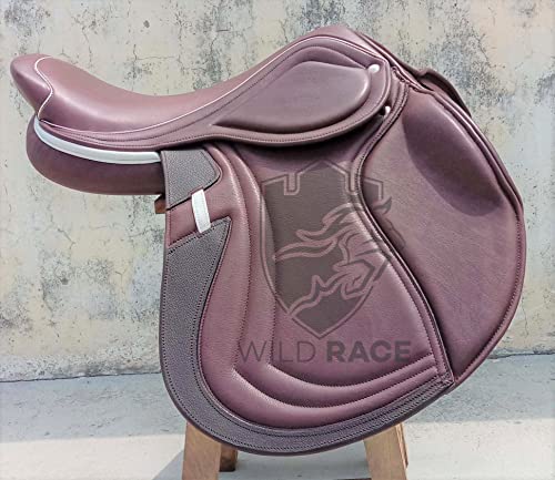 WILD RACE Leder-Springen/Close Contact, Double Flap Changeable Gulets Saddle, / Leather Jumping/Close Contact, Double Flap Changeable Gullets Saddle (17") von WILD RACE