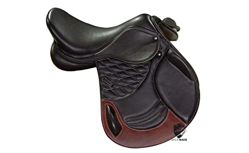 WILD RACE Leder-Springen/Close Contact, Double Flap Changeable Gulets Saddle,/Leather Jumping/Close Contact, Double Flap Changeable Gullets Saddle (17") von WILD RACE