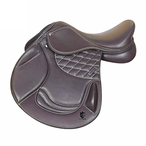 WILD RACE Leder-Springen/Close Contact, Double Flap Changeable Gulets Saddle/Leather Jumping/Close Contact, Double Flap Changeable Gullets Saddle (17.5", Braun (Brown)) von WILD RACE