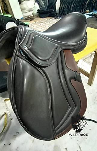 WILD RACE Leder-Springen/Close Contact, Double Flap Changeable Gulets Saddle/Leather Jumping/Close Contact, Double Flap Changeable Gullets Saddle (18") von WILD RACE