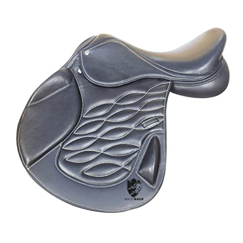 WILD RACE Leder-Springen/Close Contact, Double Flap Changeable Gulets Saddle. / Leather Jumping/Close Contact, Double Flap Changeable Gullets Saddle (18") von WILD RACE