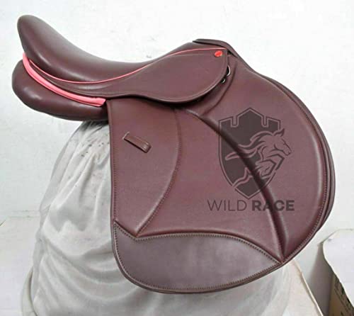 WILD RACE Leder-Springen/Close Contact, Double Flap Changeable Gulets Saddle. / Leather Jumping/Close Contact, Double Flap Changeable Gullets Saddle (17") von WILD RACE