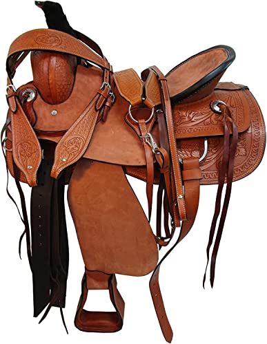 WILD RACE Premium Leder Western Roping Ranch Pferde Sattel/Premium Leather Western Roping Ranch Horse Saddle (16") von WILD RACE