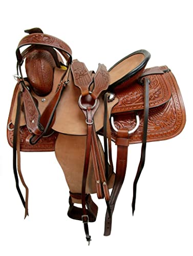 WILD RACE Premium Western-Leder-Rennpferdesattel/Premium Western Leather Racing Horse Saddle (14") von WILD RACE