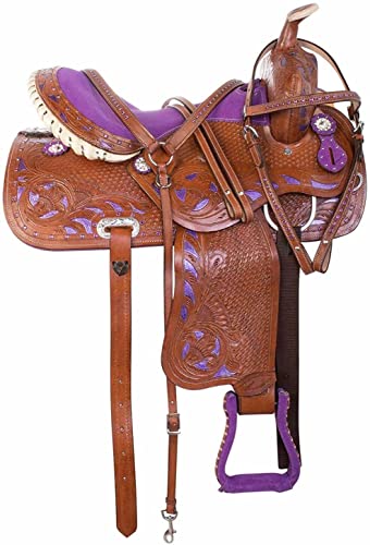 WILD RACE Premium Westernleder-Pferdesattel, Wildledersitz/Premium Western Leather Horse Saddle Suede Seat (16") von WILD RACE