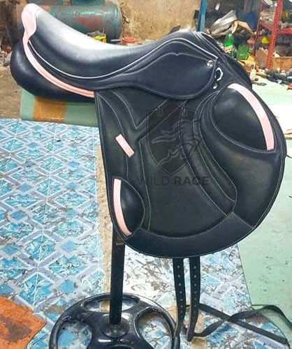 WILD RACE Spring-/Nahkontakt-Leder, austauschbarer Monoflap-Schlauchsattel., Leather Jumping/Close contact, Monoflap Changeable Gullets Saddle (17.5") von WILD RACE