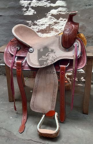 WILD RACE Western Natural Strip Leder Strip Down Roper Ranch Sattel/Western Natural Strip Leather Strip Down Roper Ranch Saddle (17") von WILD RACE