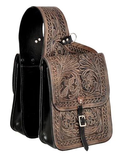 WILD RACE Western-Satteltasche aus Pferdeleder, strapazierfähig, für traditionelle Trail-Fahrten | Satteltasche | Pferdesatteltasche | Western-Satteltasche | Ledersatteltaschen für Pferde (STYLE-18) von WILD RACE